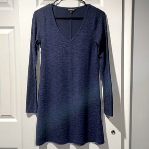 Express Long Sleeve Blue & Black Heather Dress